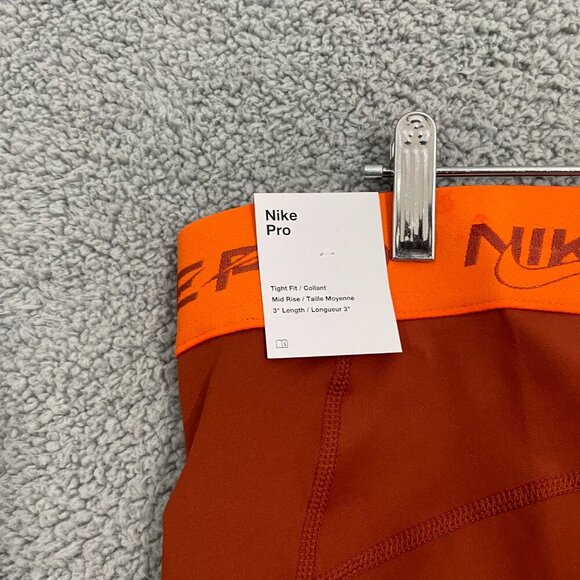 NEW Nike Pro Dri Fit Mid-Rise Shorts Women XXL Orange 3in GRX Athletic Training - Picture 5 of 13